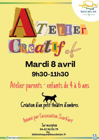 Affiche atelier creatif scarabart 8 avril